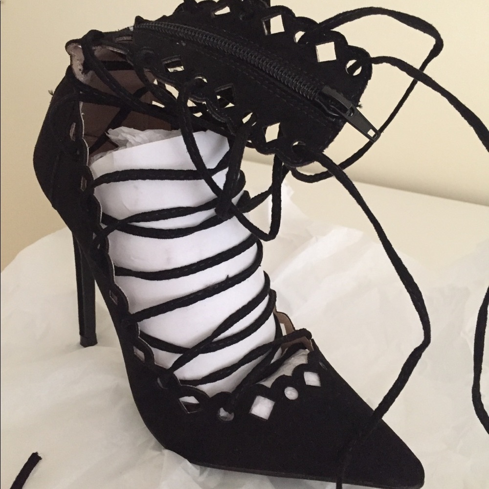 Gisele-29 black gladiator stilletos
